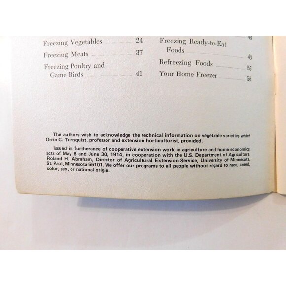 Freezing Foods For Home Use Univ of Minnesota Agricultural Ext. Revised 1972 - Picture 4 of 4